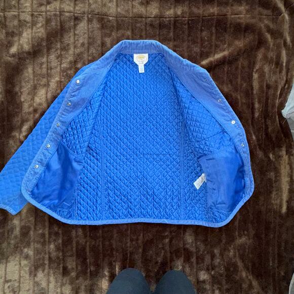 Talbots Petites P Cobalt Blue Stretch Polyester Quilted Light Jacket Snap Front - Picture 4 of 9
